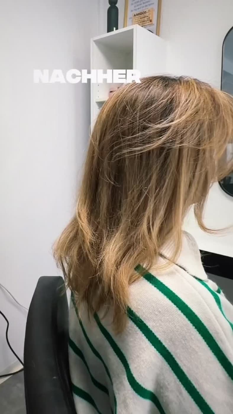 Nachher: blondes Haar mit Stufen
